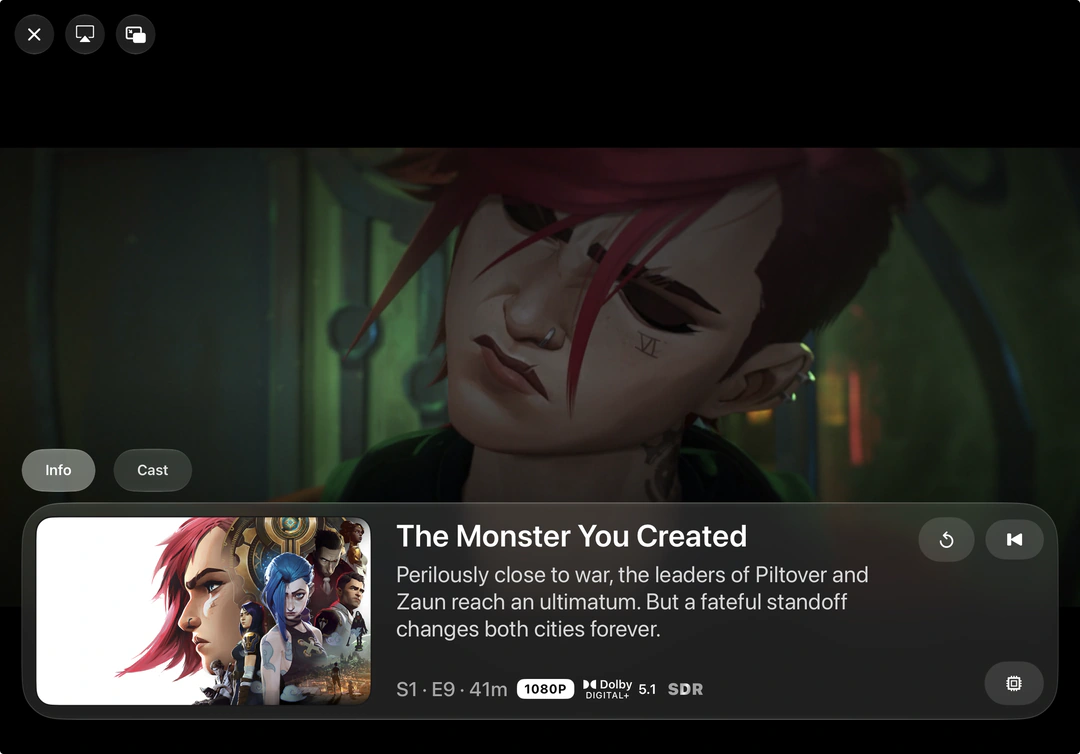 Episode details during playback on iPad
