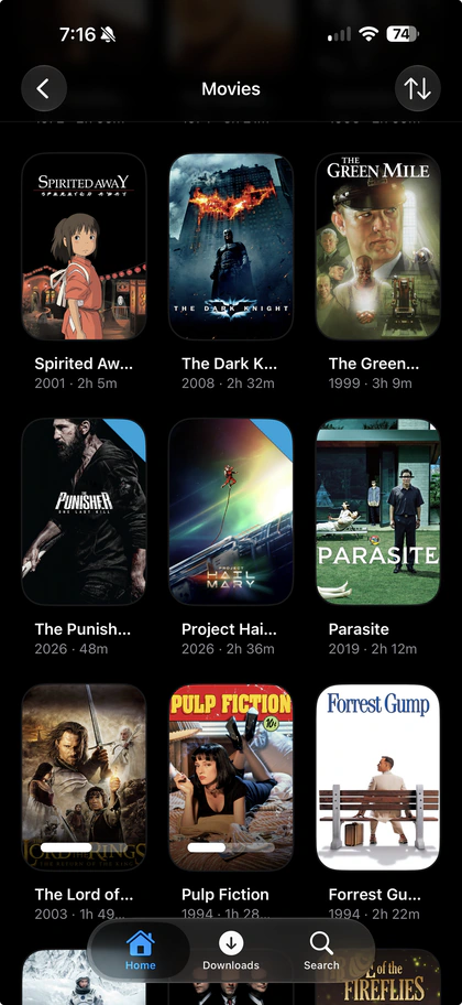 A movie library on iPhone