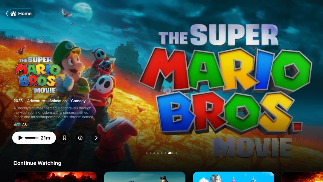 Plozz home screen on Apple TV
