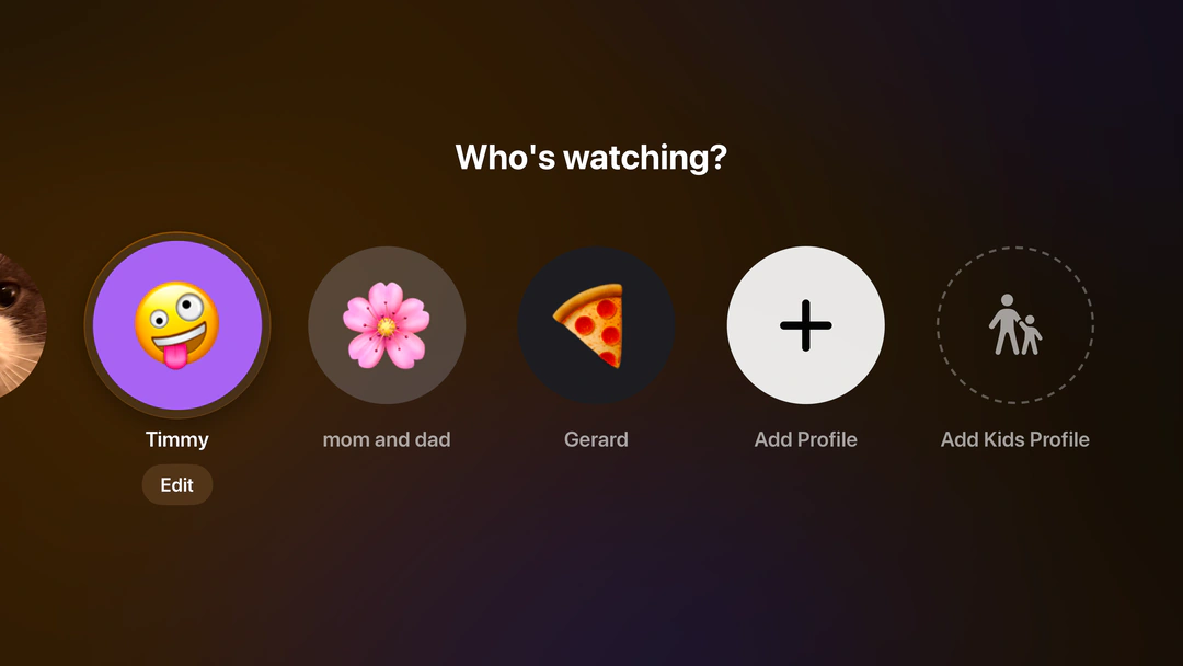 Profile picker on Apple TV
