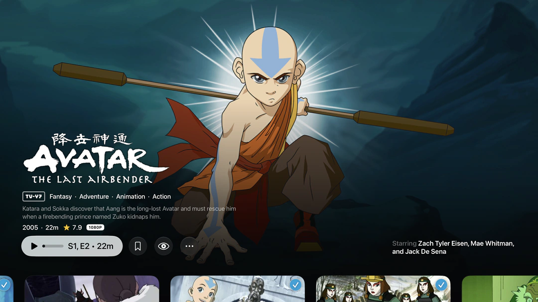 A series detail screen on Apple TV